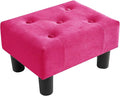 Poofzy Small Foot Stool Ottoman, Velvet Ottoman Foot Rest with Legs, Rectangle Foot Rest for Couch, Footstools and Ottomans Small for Living Room and Entryway (Hot Pink)