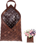VOSAREA Vintage Woven Wall Hanging Storage Basket for Home Multi Functional Flower Pot Holder Rustic Wall Pocket Organizer for Flowers and Sundries