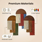 HISBO 2 Pcs Boho Macrame Wall Hanging, Tie-Dye Tapestry, Three-color woven tapestry, Modern Chic Wall Decor, for Apartment Dorm Living Room Bedroom Nursery Backdrop 17.7" W X 29.5" L, Red and Green