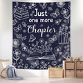 SVBright Navy Blue Reading Tapestry 51Wx59H Inch Book Lovers Wall Hanging Boho Floral Flower Fabric Butterfly Minimalist Modern Simple Line Sketch Home Decor Art for Living Room Bedroom Dorm