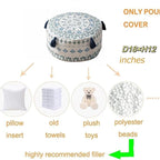 MOCOFO Pouf D45xH20cm Scandinavian Simplicity Geometric Print Floor Cushion Cover- Washable Ottoman for Living Room Home Decor