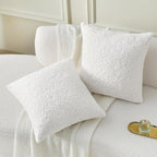 FUTEI Cream White Throw Pillow Covers 20x20 Inch Set of 2,Furry Faux Fur Teddy Boucle Textured Cushion Covers,Soft Fluffy Decorative Pillow Case,Home Decor for Couch Bed Living Room Office Car