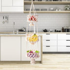 Multi Layer Woven Rope Organizer | Boho Hanging Plant Holder – 3-Tier Macrame Flower Basket, Decorative Indoor Pot Storage, Unique Hanging Ornament for Bedroom, Balcony, Kitchen, Office, Housewarming