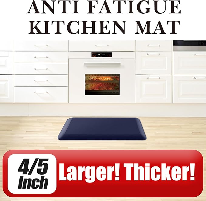4/5 Inch Thick Kitchen Mat - Cushioned Anti Fatigue Mats for Kitchen Floor - Easy to Clean, Waterproof, Non-Slip Kitchen Rug for Sink, Office, Kitchen (20''x39'' Blue)