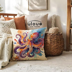 Marine Life Throw Pillow Case Turtle Octopus Seahorse Whale Decorative Pillowcases Coastal Ocean Cushion Covers 18 X 18 Inch,4Pack Nautical Pillow Covers for Summer Beach House Decor(Purple/Blue)