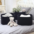 Cotton Rope Storage Basket, 15x10x9 Inches, Woven Basket for Shelves, Clothes, Towels, Books, and Laundry, Black (3 Pack)