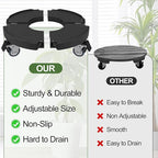 ToLanbbt 4 Pack Plant Caddy Stands with 360° Wheels Adjustable 15-22 in Rolling Stands Heavy Duty Large Plant Carts Dolly with Casters 440lbs Capacity for Large Planter, Garden Pot, Flower Pot, Black