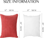 Softalker Throw Pillow Covers 12x20 Inch, Set of 2, Soft Corduroy Boho Stripe Decorative Pillow Cover, Couch Fluffy Pillow Cover for Farmhouse Home Decor Bed Living Room, Red