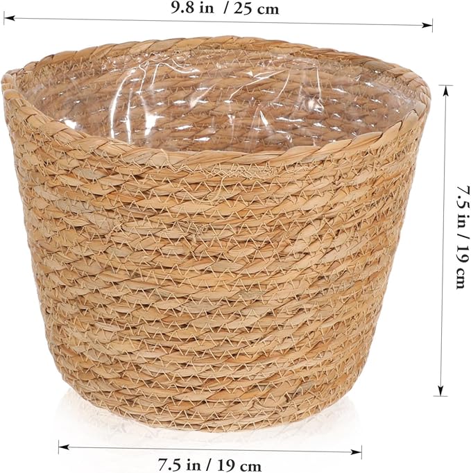 Elegant Rattan Plant Basket Wicker Hanging Basket Straw Woven Planter Home Decorative Flower Pot