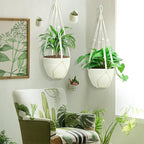 FGSAEOR Macrame Plant Basket Indoor Outdoor, Hanging 3-15 inch Pot, Bearing 20lb Planters, DIY Handmade Hanging Planter Holder, 35-Inch Extra Long Strong Boho Home Décor (2-Pack) (Ivory)