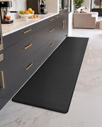 Color&Geometry Anti Fatigue Cushion Kitchen Mat for Floor -17"x79",Long,Easy Clean, Water & Oil Proof, Anti Slip, Foam Rubber Runner Rug for Front Sink Comfort Standing,Black