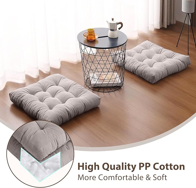Tiita Outdoor Cushions Square Floor Pillow Thicken Tufted Seat Pad Large Floor Cushion for Yoga Meditation Living Room