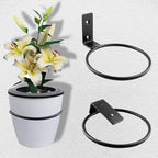 2 Pack 6 inch Flower Pot Holder Ring, Flower Pot Holder Ring Wall Mounted Set Wall Mounted Metal Planter Hanger Matte Black Hanging Plant Holder