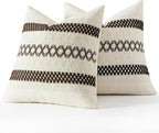 MIULEE Set of 2 Dark Brown Boho Decorative Pillow Covers 18x18 Inch Farmhouse Rustic Couch Throw Pillows Modern Spring Cotton Cushion Covers Retro Cute Macrame Woven Home Decor for Bed Sofa Chair