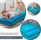 MAXYOYO Japanese Floor Mattress Futon Mattress, Thicken Tatami Mat Sleeping Pad Foldable Roll Up Mattress Boys Girls Dormitory Mattress Pad Kids Floor Lounger Bed Couches and Sofas, Turquoise, Full