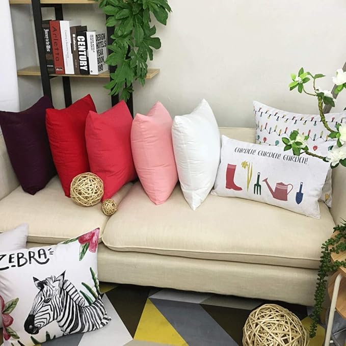 Thmyo 4-Pack 100% Cotton Comfortable Solid Decorative Throw Pillow Case Square Cushion Cover Pillowcase Sublimation Blank Pillow Covers DIY Throw Pillowcase for Couch Sofa Bed(18x18 inch/45x45cm,Red)