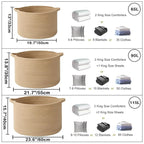 90L Large Blanket Basket,21.7"L x 21.7"W x 13.8"H Rope Woven Baskets with Handles, Toys Storage Bins,Laundry Basket Perfect for Living Room, Nursery,Bedroom,Home Organization,Camel