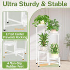 iDavosic.ly Plant Stand Indoor Outdoor, 4 Tier Corner Metal Flower Display Holder Shelf, Folding Tall Orchid Rack for Patio Balcony Porch Garden Living Room House, White