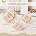 Uvvyui Knot Pillow Ball, Soft Home Decorative Pillows, Round Throw Pillow, Handmade Knotted Plush Pillow, Round Boucle Pillow Cushion (11 Inches Beige)