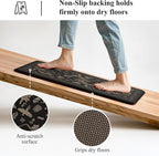 LEEVAN Cushioned Kitchen Mats for Floor 2 Piece, Anti Fatigue Mats for Kitchen Floor Non-Slip, Black Memory Foam Kitchen Mat Set, Waterproof Ergonomic Standing Mat for Bar, Office,Desk, Laundry
