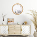 SWTHONY 18 Inch Boho Round Hanging Wall Mirror Decorative Rattan Circle Mirrors for Farmhouse, Living Room, Bedroom