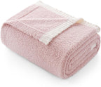 Snuggle Sac Pink Throw Blanket for Couch Bed Sofa 60x80 inches, Reversible Pink Blanket Microfiber Fluffy Fuzzy Cozy Knit Twin Blanket for Women Mothers Birthday Gifts