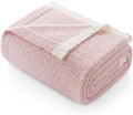 Snuggle Sac Ultra Soft Throw Blanket for Couch Bed Sofa 50x60 inches, Reversible Pink Blanket Microfiber Fluffy Fuzzy Cozy Knit Throws for Women Mothers Birthday Gifts