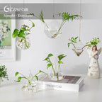 Glasseam Hanging Planters Glass Terrarium: 5Pcs Modern Plant Propagation Stations Hydroponic Wall Vases for Air Plants Flowers Indoor Window Home Decor