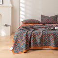 100% Cotton Muslin Blanket Jacquard Bohomian Mandala Floral Print Quilt, Soft Bed Cover Reversible Bedspread Coverlet Breathable Lightweight Bedding Full/Queen(78"x94"), No Pillow Sham
