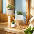 2 Tiered Desk Plant Stand Bamboo Tree Plant Shelf Tabletop Succulent Herb Stand Desktop Plant Stand Indoor Plant Rack for in Living Room Office Decoration (2 Tiered)