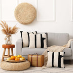 Oudain 2 Pcs Black and White Tufted Pillow Covers Boho Chunky Geometric Decorative Throw Pillow Case 18 x 18 Inches Abstract Pillowcases for Bed Couch(Black and White, Elegant Style)