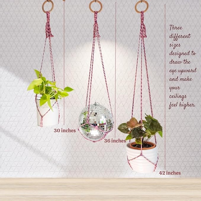 Set of 3 Macrame plant hanger for pots 4-10” live plants indoor and outdoor decor hanging plant holder Boho décor Plant stand Indoor plant shelf for Hanging planter for plant pots (Enchanted Garden)
