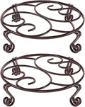 Yimobra 2 Pack Plant Stand for Flower Pot Heavy Duty Potted Holder Indoor Outdoor Metal Rustproof Iron Garden Container Round Supports Rack for Planter Bronze, Brown,10.2 Inches