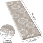 LuxStep Kitchen Mat Waterproof Kitchen Rugs for Floor Cushioned Anti-Fatigue Mat Non-Slip Standing Desk Mat Comfort Floor Mats for House Sink Office 17.3" x 60" Khaki