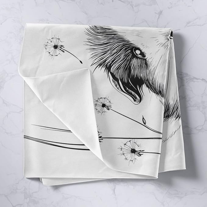 Erosebridal Cartoon Guinea Pig Tapestry, Dandelion Wall Blanket, Cute Animal Plant Wall Hanging, Gray White Bedroom Decor Large 59x82