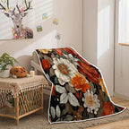 Boho Floral Throw Blanket Colorful Bohemian Flowers Decorative Soft Warm Cozy Blanket Plush Throws Blankets for Women Girls Kids Couch Travel 60 x 80 Inch