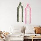 LB 2Pc Boho Macrame Wall Hanging Modern Aesthetic Wall Decor Pink and Green Hand Woven Cotton Macrame Wall Art with Wood beads Boho Tapestry for Home, Bedroom, Living Room