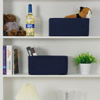 3-Pack Storage Baskets for Organizing | Woven Shelf Toy Basket | Rope Baskets for Gifts Empty | Closet Organizer Bins with Handles | Cube Decorative Box | 13.7×7.1×6.7” | Navy Blue