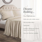 Lush Decor Ruffle Skirt Bedspread Set - 3-Piece Luxurious Farmhouse Bedding - Elegant Ruffle Detail - Timeless Style - Soft Lightweight Sheets - California King, Neutral