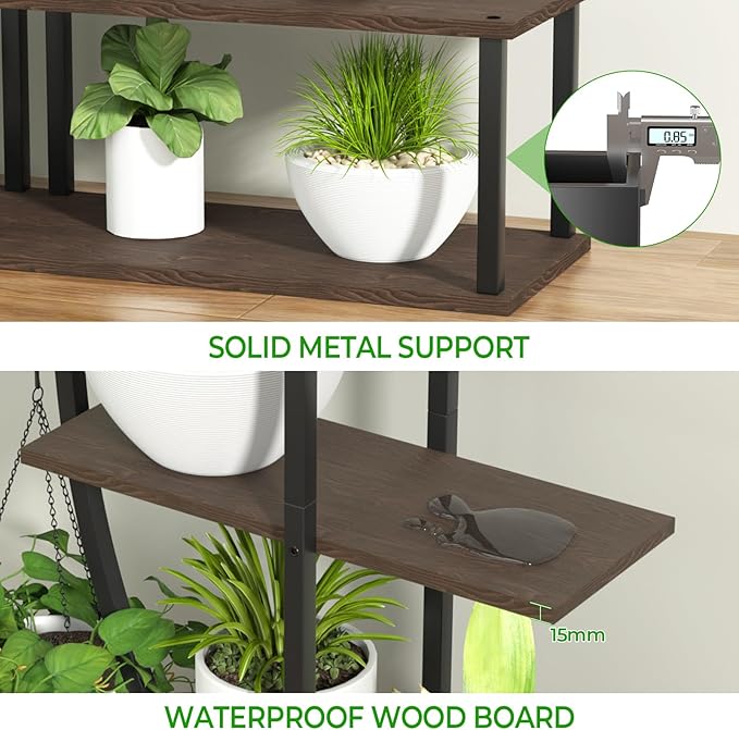 Plant Stand Shelf Rack Indoor with 6 Built in Grow Light, 7 Tiered 65" Tall Black Large Lighted Half Moon Curved Plant Stand for Indoor Growing, 2 Pack Arch Sturdy High Herb Flower Shelving