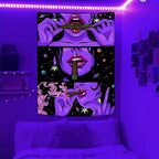 Yeoiat Fantasy Tapestry Anime Tapestry for Bedroom Cool Tapestries Wall Hanging for Dorm Living Room (Purple, 36.00" x 48.00")