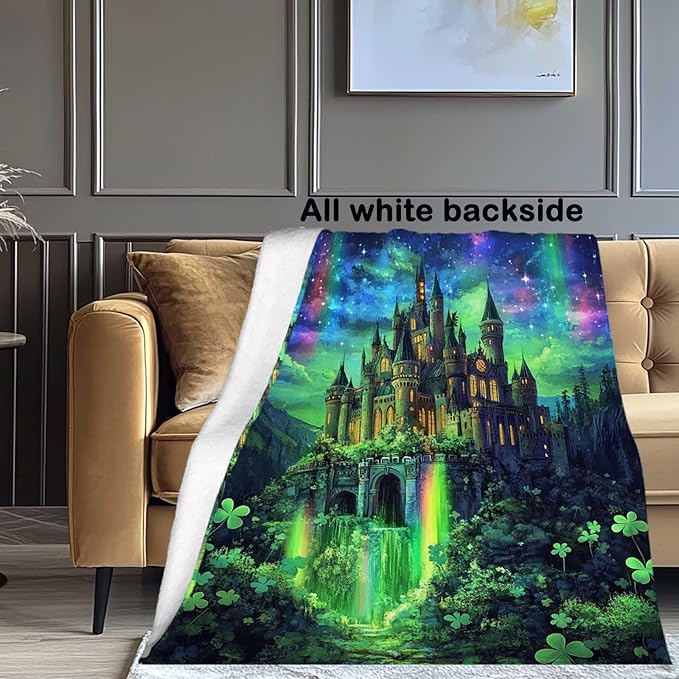 Fantasy Castle Throw Blanket 50x60 Inches | Aurora Magical Fleece Blanket for Couch Sofa Bed | Fairy Tale Landscape Decorative Throw | Soft Cozy Gift for Women Girls