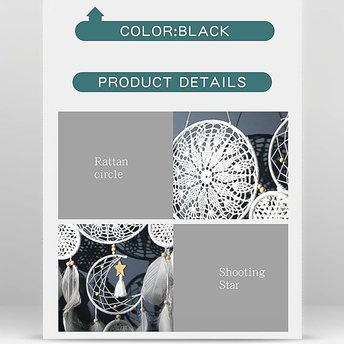 5 Pack Moon Phase Dreamcatcher Set Boho Wall Decor, Boho Macrame Wall Hanging Dream Catchers, for Home, Bedroom, Living Room, Witchy Gifts (Flower Color)