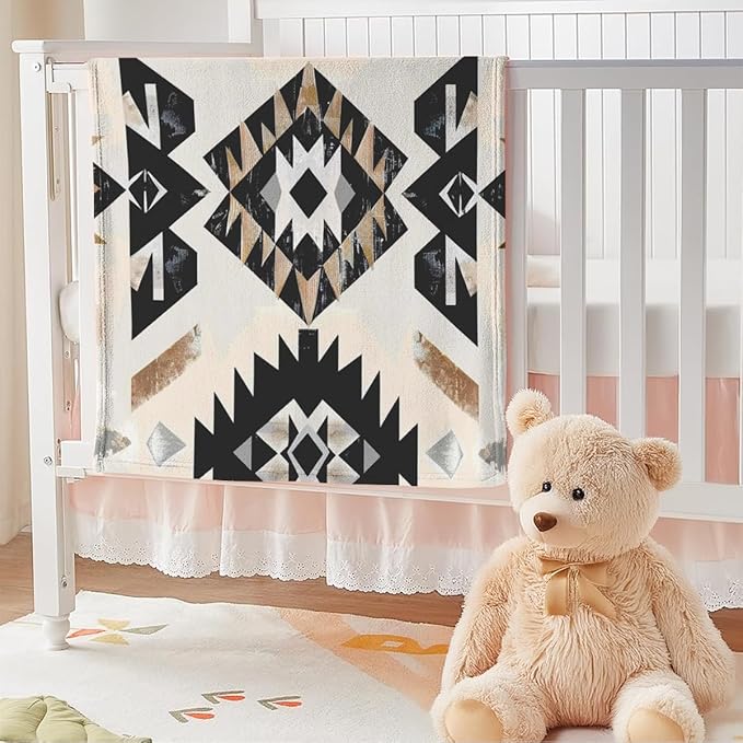 Aztec Throw Blanket, Boho Geometric Pattern, Southwest Blankets Fuzzy Gifts for Sofa Couch Bedroom (80" x 60")