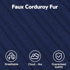 MeMoreCool Stuffed Round Pouf Ottoman Foot Rest, Soft Plush Floor Pouf Foot Stool, Corduray Footstool Footrest, Small Round Ottoman for Living Room Couch Sofa Chair, 20x15 Inch Navy