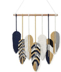 Betylifoy Macrame Leaf Wall Hanging, Boho Wall Decor, Handmade Woven Leaf Feather Boho Tapestry Bohemian Chic Wall Art Decor for Bedroom Living Room Nursery Apartment Backdrop