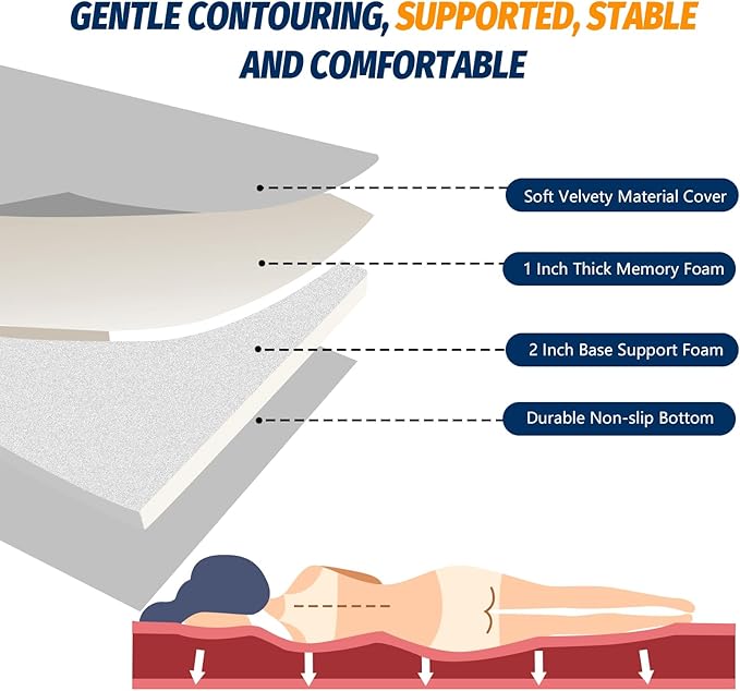 CYMULA Memory Foam Camping Mattress Pad, CertiPUR-US Sleeping Mat, Portable Roll Up Mattress for Adults, Camping Bed Pads for Sleepover, Car Bed with Travel Bag