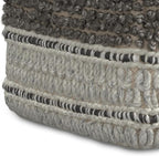SIMPLIHOME Grady Square Pouf - 18 inch Wide Wool and Cotton Handloom Woven Ottoman in Earth Tone Brown, Contemporary Footstool or Extra Seating for Living Room with Polystyrene Bead Filling, Assembled