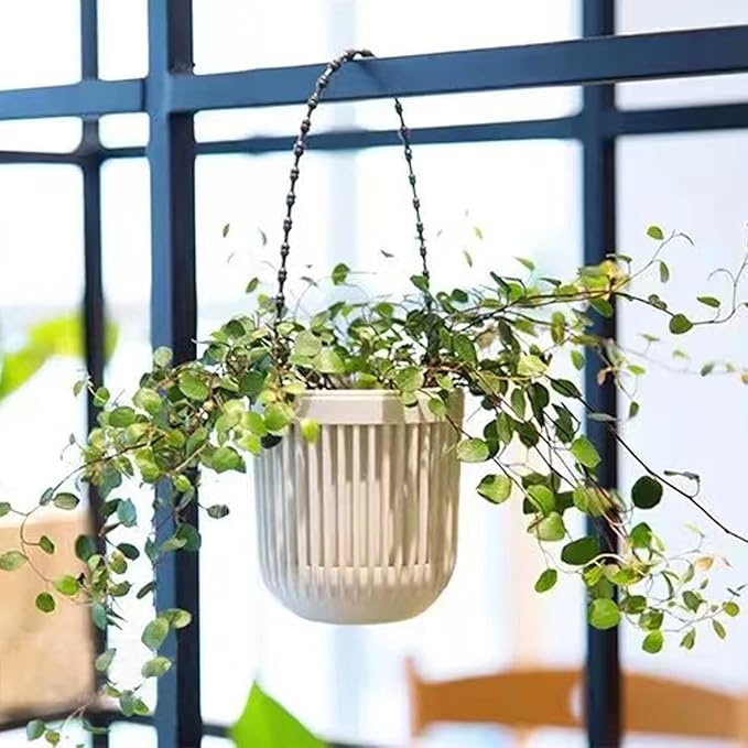 Melphoe 3.5‘’ Two-Piece Succulent Planters Pots with Drainage, Flexible Removable Handle, Flower Pots for Mini Plants, Small Hanging Planter for Wall, Window, 6 PCAK, White
