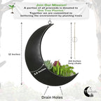 Black Hanging Moon Planter with Drain Holes - Moon Room Decor - Unique Planters for Succulents,Air Plant, Cactus, Artificial Plants- Plant Lover Gifts - Boho,Hippie, Birthdays,Witchy Gifts for Women